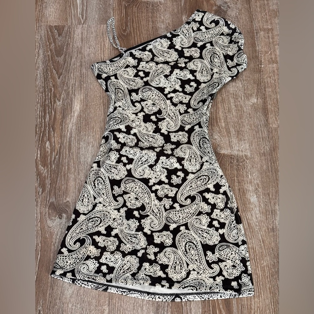 MICHAEL MICHAEL KORS Paisley Velvet One-Shoulder Dress - Picture 5 of 6